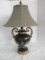Exquisite Molded Urn Form Table Lamp w/ Relief Gilded Acanthus Leaves & Double Handles
