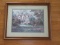 Victorian Cottage by The Pond/Kids Playing Landscape Print in Embossed Frame/Matt