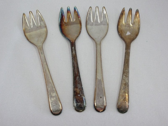 Set - 4 Silverplated Sheffield England Small 3 Tine Forks