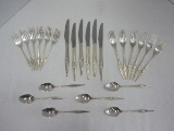 24 Pieces - Wallace Sterling Dawn Mist Burnished Top/Side Handles Foliate Design Silverware