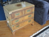 Lane Furniture AltaVista Campaign Style End Table w/ 3 Dovetailed Drawers