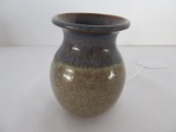 Pottery Hand Made Posy Vase Flared Rim Mottled Glaze Finish