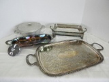 Lot - Silverplate & Harmony House Hammered Aluminum Covered Bowl