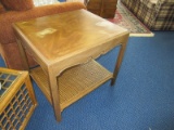Traditional Style End Table w/ Cane Base Shelf
