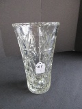 Pressed Glass Vase w/ Flared Rim Diamond & Medallion Pattern
