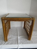 Rattan Accent Table w/ Glass Top