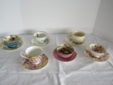 6 Tea Cups & Saucers Royal Stafford Bone China June Roses, Paragon Floral Spray/Turquoise