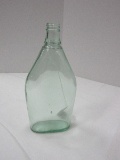 Green Pressed Glass Bottle w/ Unique Glass Thread Going From Side To Side 375ml