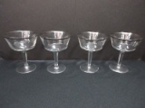 Set - 4 Lenox Solitaire Pattern Crystal Champagne/Tall Sherbet Stemware w/ Platinum Trim