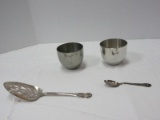 Lot - 2 Steiff Pewter P50 & Jefferson Cups, King Edward Silverplated Pierced Server