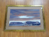 Southwest Desert Mountain Landscape Scene Print in Gilded Frame/Matt