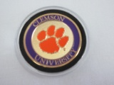 Clemson University Block Club 2016-2017 Embossed Tiger Paw Token Coin