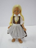 Hand Crafted Wooden Doll w/ Braided Pig Tails