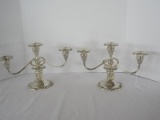 Pair - Wallace Baroque Ornate Pattern Silver Plated 3 Light Candelabra's Convert to Singles