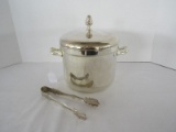 International Silver Co. Silverplated Covered Ice Bucket w/ Liner & Tong