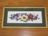 Colorful Pansies & Violets Spray Artist Signed B. Sumrall Limited 618/1200 Edition Lithograph