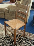 Vintage Oak Ladder Chair w/ Rush Seat