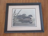Wood Ducks Drake & Hen Floating Artist Robert Eubanks Limited 145/350 Edition Lithograph