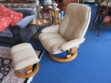 J.E. Ekornes Classic Mid-Century Stressless Swivel Leather Recliner