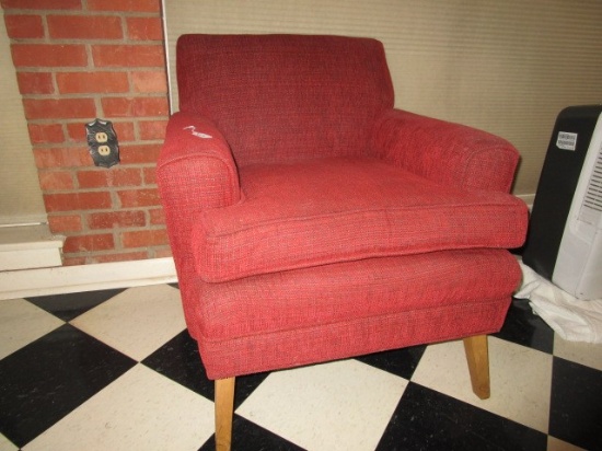 Red Upholstered Wood Tapered Feet