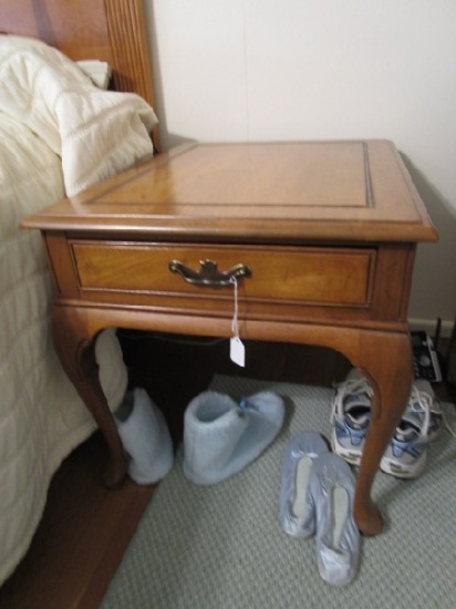 Davis Cabinet Co. Solid Wood Pair Side Tables w/ Batwing Brass Pulls