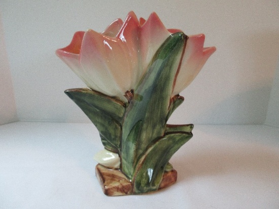 McCoy Pottery Double Pink Tulips Vase No.74
