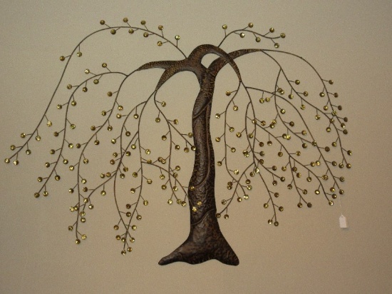 Metal Willow Tree Bejeweled Wall Décor Art Sculpture