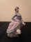 Lladro Hand Made Porcelain Lady w/ Folded Umbrella