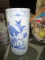 Large Ceramic Blue Asian Bird/Floral Motif Planter Pot