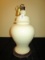 Ceramic Wide Body Urn Design Cream Lamp w/ Wood Base