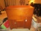 Custom Chest Open Top 2-Tier Inlay, 1 Drawer, 1 Lower Hutch Door, Arched Skirt, Bracket Feet