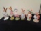 6 Beatrix Potter Porcelain Décor Figurines Peter Rabbit, Foxy Whiskered Gentleman