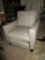 Cream Leather Reclining Arm Chair w/ Wood Tapered Legs