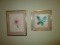 Pink Flower/Blue Butterfly Pair Pictures in Frames