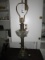 Tall Brass Column, Twist Glass, Pierced Brass Lamp