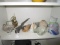 Shelf Lot - Porcelain Cat, Rabbit, Vase, Metal Eagle, Etc.