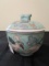 Large Urn Design Run Vase w/ Lid, Ceramic Crane/Grape/Floral Design Motif