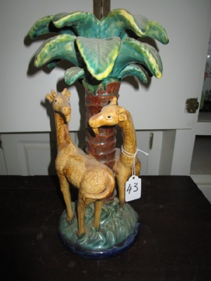 Tall Palm Tree/Giraffe Ceramic Design Votive Candle Holder