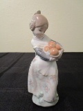 Lladro Hand Made Porcelain Girl w/ Oranges