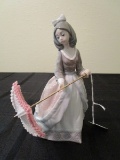 Lladro Hand Made Porcelain Lady w/ Umbrella