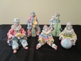 5 Gumps Ceramic Porcelain Clowns w/ Instruments Various Heights