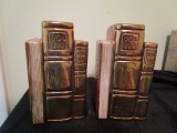 Pair - Antique Décor Gilted/Red Book Ends