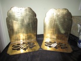 Brass Tall Bookends w/ Mongolian Horseman Design/Motif