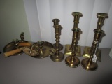 Brass Candle Holder Lot - Spindle Design, Column Design, Etc.