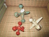 3 Green/White/Red Jacks Home/Floor Décor Door Stops