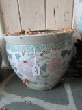 Large Ceramic Pink Floral Vine Motif Planter Pot