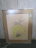 Raccoon Underground/Den Lithograph Print in Metal Frame/Matt