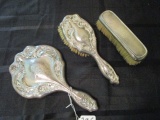 Vintage Sterling Hairbrush, Brush, Hand Mirror, Hair Brush/Mirror w/ Ornate Rose Motif