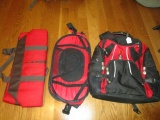 Lot - Red Rachel Ray Tote Bag, Boots & Berkley Laundry Bag Folding, Swissgear Travel Backpack