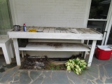 Wooden Garden Work Table White w/ Contents